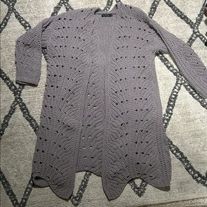moon & madison Lilac Open Weave Cardigan